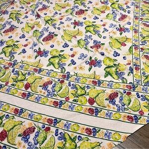 April Cornell Farmhouse Fruit Salad Cotton Breakfast Green Tablecloth 64” x 69”